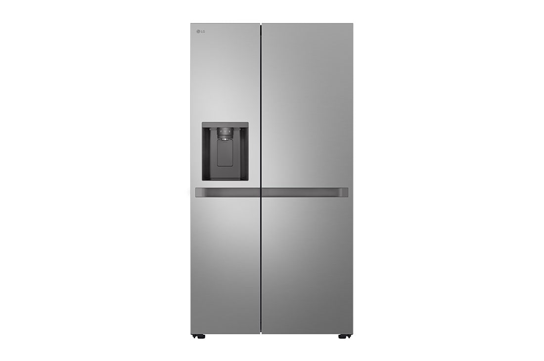 LG ثلاجة بابين، لون أسود مطفي، مع خزان ماء للشرب، ضاغط عاكس ذكي، تقنية LinearCooling™ وتبريد الباب, الجانب الأمامي, GR-L257KLKW